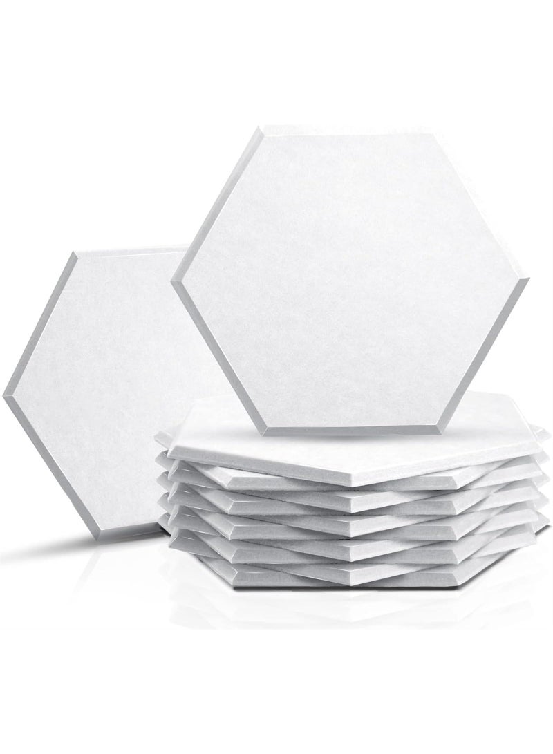 12 Pack Hexagon Acoustic Panels,  High Density Sound Absorbing Panels Sound Proof Insulation Beveled Edge Studio Treatment Tiles (Color : White)  - Image 1