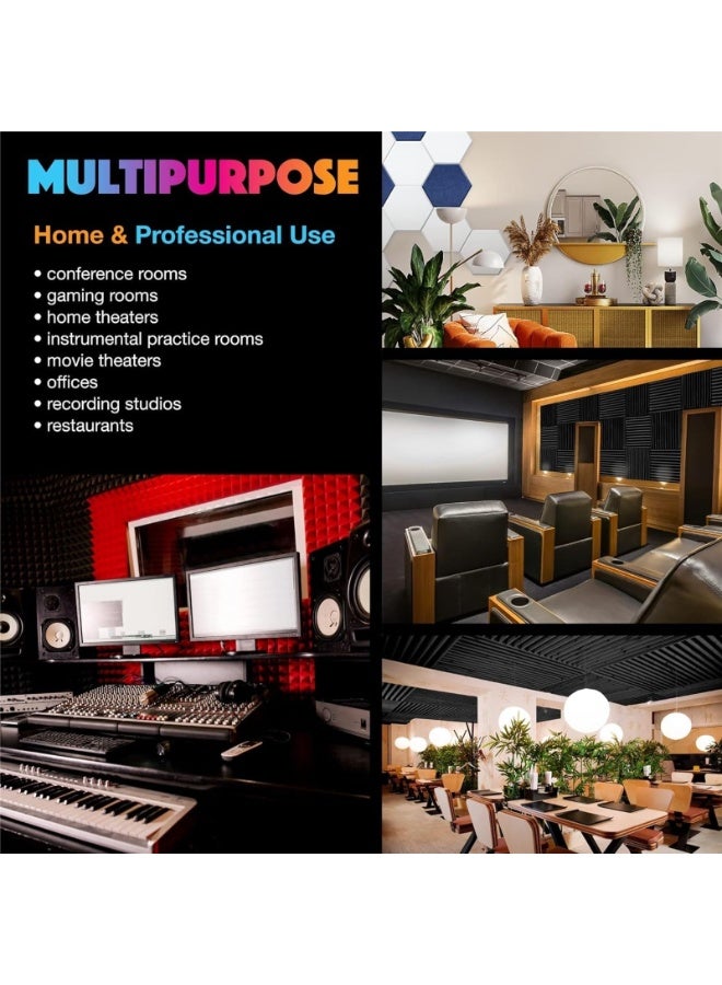 12 Pack Hexagon Acoustic Panels,  High Density Sound Absorbing Panels Sound Proof Insulation Beveled Edge Studio Treatment Tiles (Color : White)  - Image 5