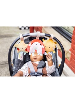 pearhead Rainbow Sun And Stars Stroller Toys, Plush Corduroy Baby Travel Car Seat Toy Set, Baby Hanging Interactive Toys, Gender-Neutral Baby Travel Accessories, Rainbow Sun Stars Set Of 3  - Image 2