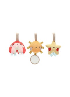 pearhead Rainbow Sun And Stars Stroller Toys, Plush Corduroy Baby Travel Car Seat Toy Set, Baby Hanging Interactive Toys, Gender-Neutral Baby Travel Accessories, Rainbow Sun Stars Set Of 3  - Image 1
