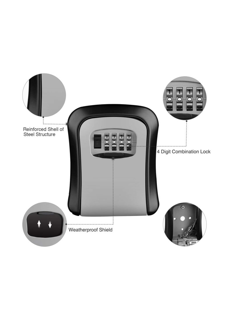Generic - Wall Mounted Password Lock Box, Outdoor Wall Mounted Safe Box with 5 Keys Capacity for Home, Garage, School Keys and Spare Keys, Key Safe Box with Combination Lock - Image 1
