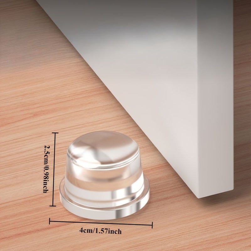 6 Heavy Duty Adhesive Door Stoppers Transparent Non Slip Floor Protectors - Image 2