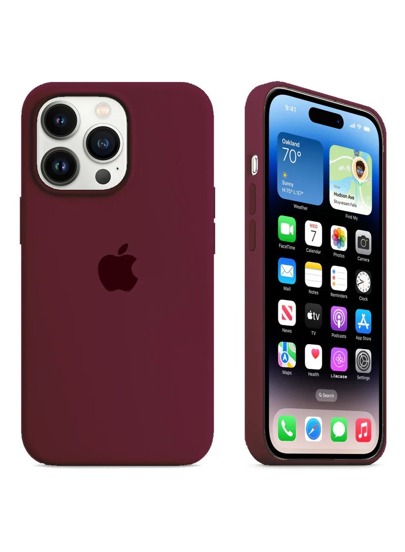 ELMO3EZZ حماية خارجية من السيليكون المقاوم للصدمات مع بطانة من الألياف الدقيقة المقاومة للصدمات لهاتف iPhone 13 Pro، مقاس 6.1 بوصة، أحمر خمري