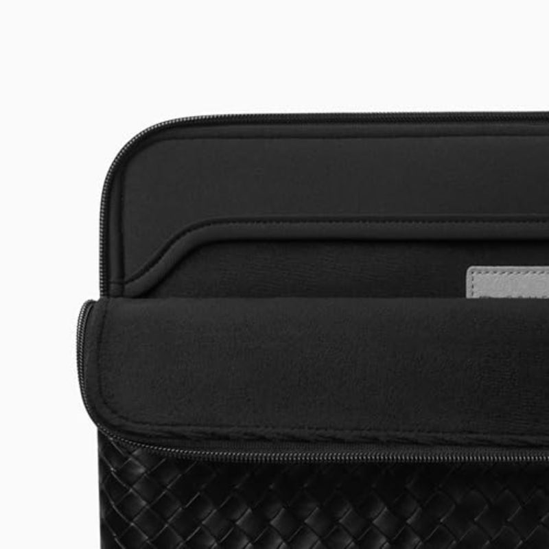 Comfyable Woven Laptop Sleeve 33 cm Genuine Leather Look Compatible with 13/13.3/14 Inch MacBook Air and MacBook Pro M5 M4 M3 M2 2025-2021, Mac Travel Bag for Men Women, Computer Sleeve, Black - Image 3