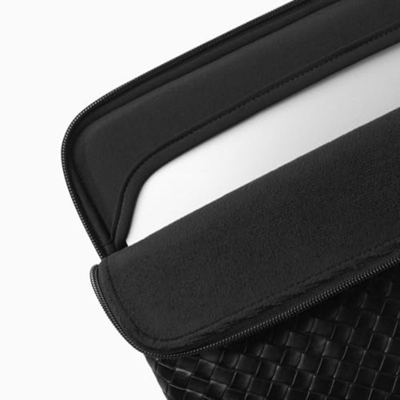Comfyable Woven Laptop Sleeve 33 cm Genuine Leather Look Compatible with 13/13.3/14 Inch MacBook Air and MacBook Pro M5 M4 M3 M2 2025-2021, Mac Travel Bag for Men Women, Computer Sleeve, Black - Image 4
