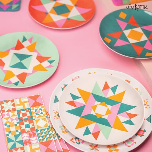 Karma 875 inches Melamine Salad Plates Set of 4 Reusable Dishwasher Safe Plates for Outdoor and Indoor Bird - Image 3