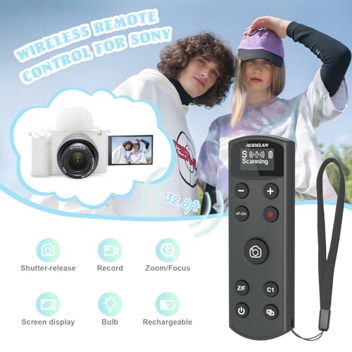 AODELAN Remote Control for Sony Camera,USB-C Rechargeable Wireless Shutter Release with OLED Screen for ZV-1, ZV-E10,ZV-1F, A6100, A6400, A6700,A7IV,RX100 VII,A9,A9 II,Replace RMT-P1BT (Black) - Image 2