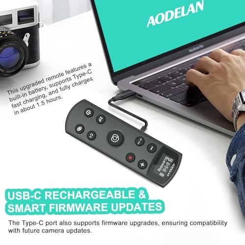 AODELAN Remote Control for Sony Camera,USB-C Rechargeable Wireless Shutter Release with OLED Screen for ZV-1, ZV-E10,ZV-1F, A6100, A6400, A6700,A7IV,RX100 VII,A9,A9 II,Replace RMT-P1BT (Black) - Image 4