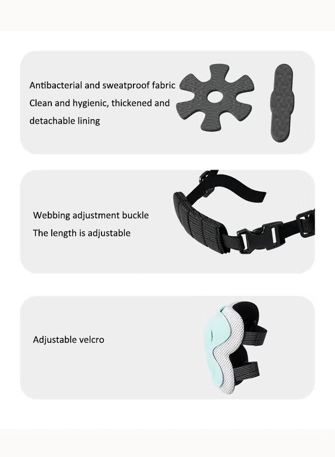Soofam 7-piece children's outdoor sports protective gear set Safety helmet set Children's roller skating equipment Children's cycling equipment set Children's sports anti-fall protective gear Suitable for children aged 2-6 - Image 2