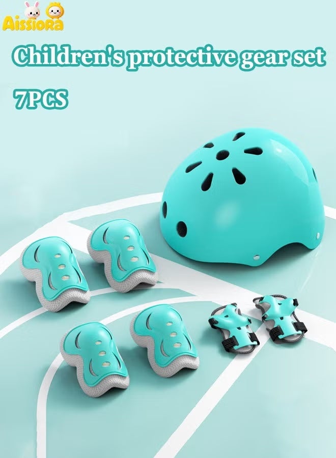 Soofam 7-piece children's outdoor sports protective gear set Safety helmet set Children's roller skating equipment Children's cycling equipment set Children's sports anti-fall protective gear Suitable for children aged 2-6 - Image 1