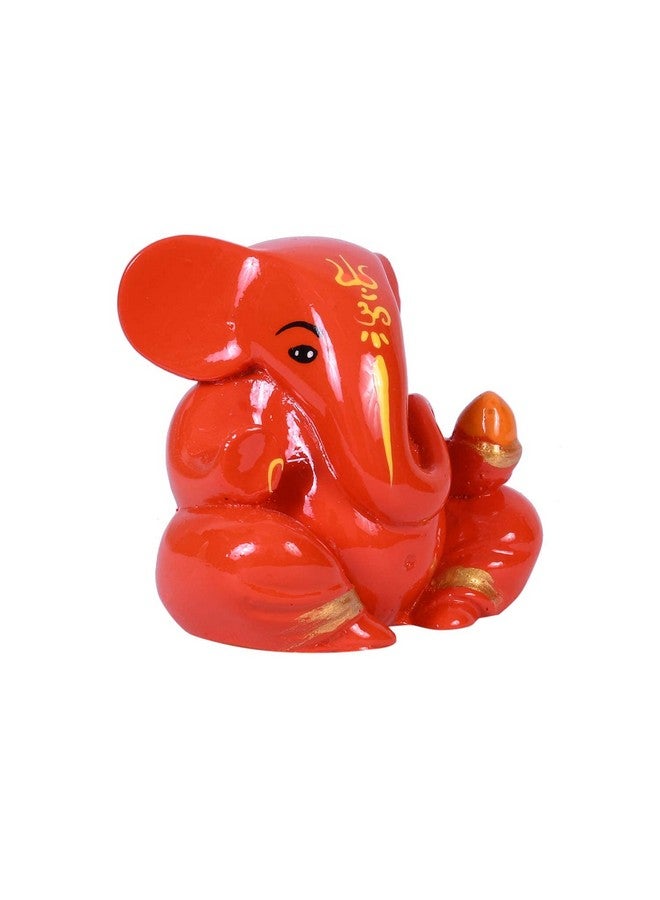 Craftam Polyresin Orange Ganesha Statue for Car Dashboard God Ganesh Murti Ganpati Idol Figurine with Double Side Tape - Image 2