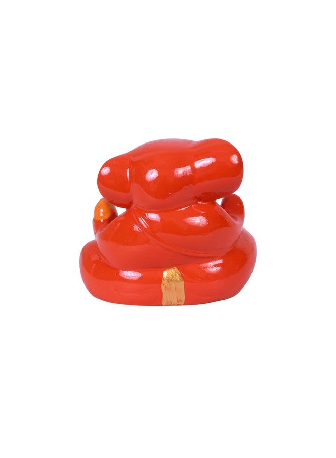 Craftam Polyresin Orange Ganesha Statue for Car Dashboard God Ganesh Murti Ganpati Idol Figurine with Double Side Tape - Image 3
