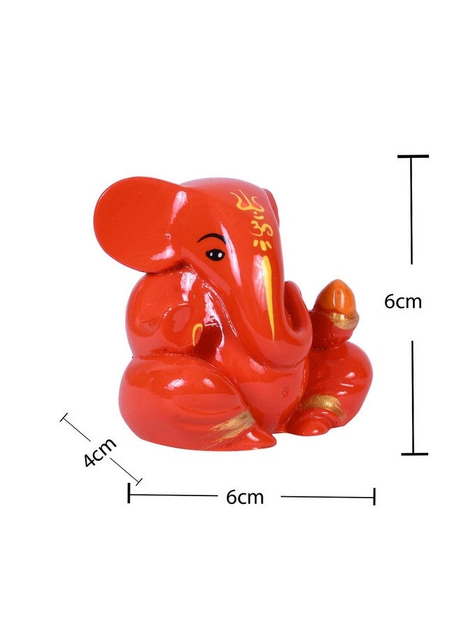 Craftam Polyresin Orange Ganesha Statue for Car Dashboard God Ganesh Murti Ganpati Idol Figurine with Double Side Tape - Image 4