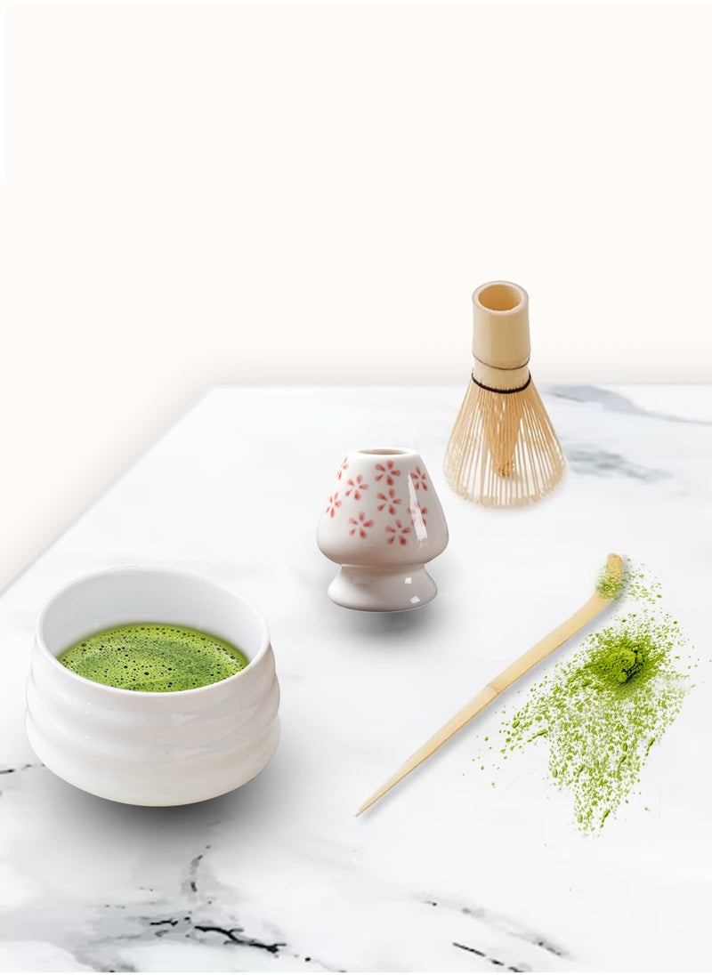 Haidue Matcha Whisk Set Made With Natural Bamboo And Premium Quality- Matcha Tool Set Ceramic – Matcha Set For Mixing The Matcha Tea (4 Pcs Set)  - Image 1