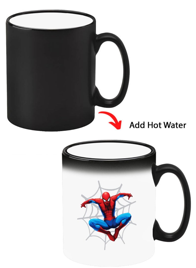 Theodor Color Changing Heat Sensitive Ceramic Mug, Image Revealed When HOT Liquid is Added! Spiderman web - Image 1