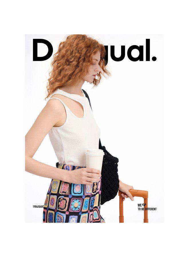 DESIGUAL 25 Spring/summer New Slim-fit Asymmetric Deconstructed Cut-out Design Women's Vest - Image 4