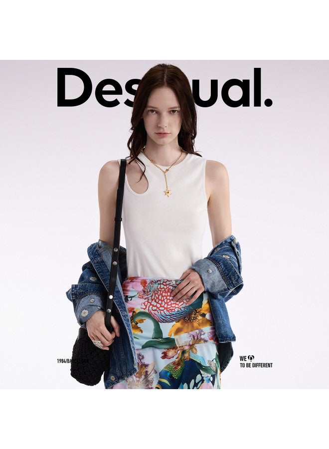 DESIGUAL 25 Spring/summer New Slim-fit Asymmetric Deconstructed Cut-out Design Women's Vest - Image 3