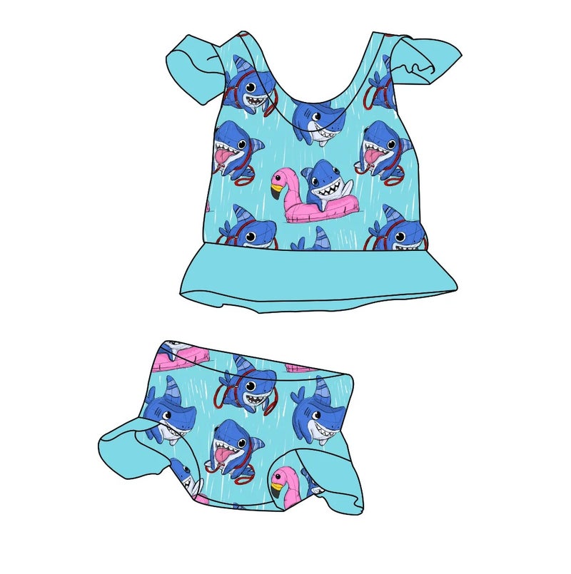 Bluejw XY ized Summer Baby Cartoon Trunks Two Pieces Kids Swimwear Children Swimsuit Beach Wear Swim Suit Set - Image 5