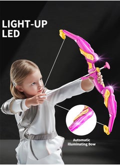 Occuwzz Kids Bow and Arrow Toy Set LED Light Up Archery Toys Outdoor Indoor Shooting Games Toys Boys Grils Birthday Gifts Pink light bow and arrow  - Image 4