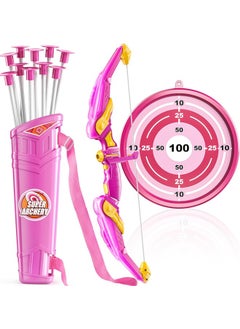 Occuwzz Kids Bow and Arrow Toy Set LED Light Up Archery Toys Outdoor Indoor Shooting Games Toys Boys Grils Birthday Gifts Pink light bow and arrow  - Image 2