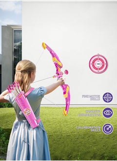 Occuwzz Kids Bow and Arrow Toy Set LED Light Up Archery Toys Outdoor Indoor Shooting Games Toys Boys Grils Birthday Gifts Pink light bow and arrow  - Image 3