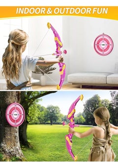 Occuwzz Kids Bow and Arrow Toy Set LED Light Up Archery Toys Outdoor Indoor Shooting Games Toys Boys Grils Birthday Gifts Pink light bow and arrow  - Image 5