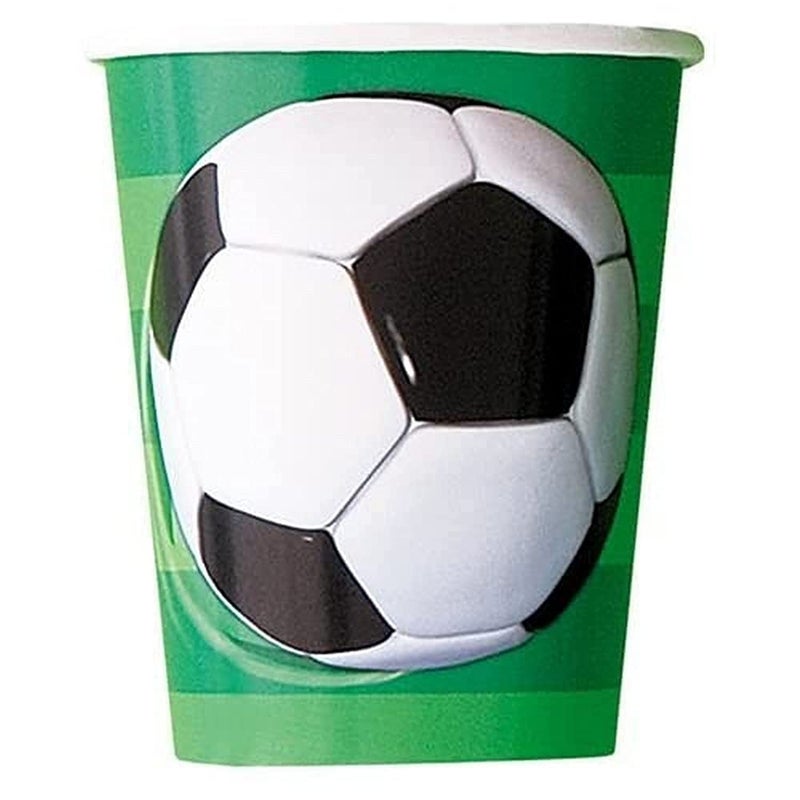 Unique Multicolor 3D Soccer Vibrant Paper Cups 9oz 8 Ct EcoFriendly Drinkware for SportsThemed Events Kids Birthday Celebrations