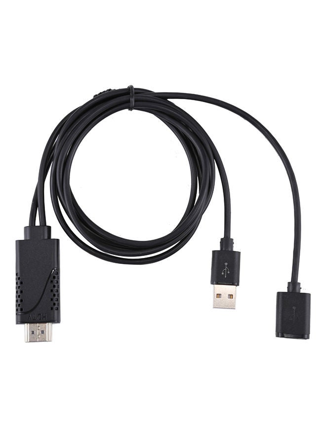 NIBEMINENT USB 2.0 Male To Female HDMI HDTV AV Adapter Cable Black - Image 1