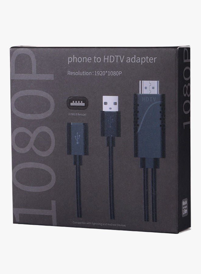 NIBEMINENT USB 2.0 Male To Female HDMI HDTV AV Adapter Cable Black - Image 5