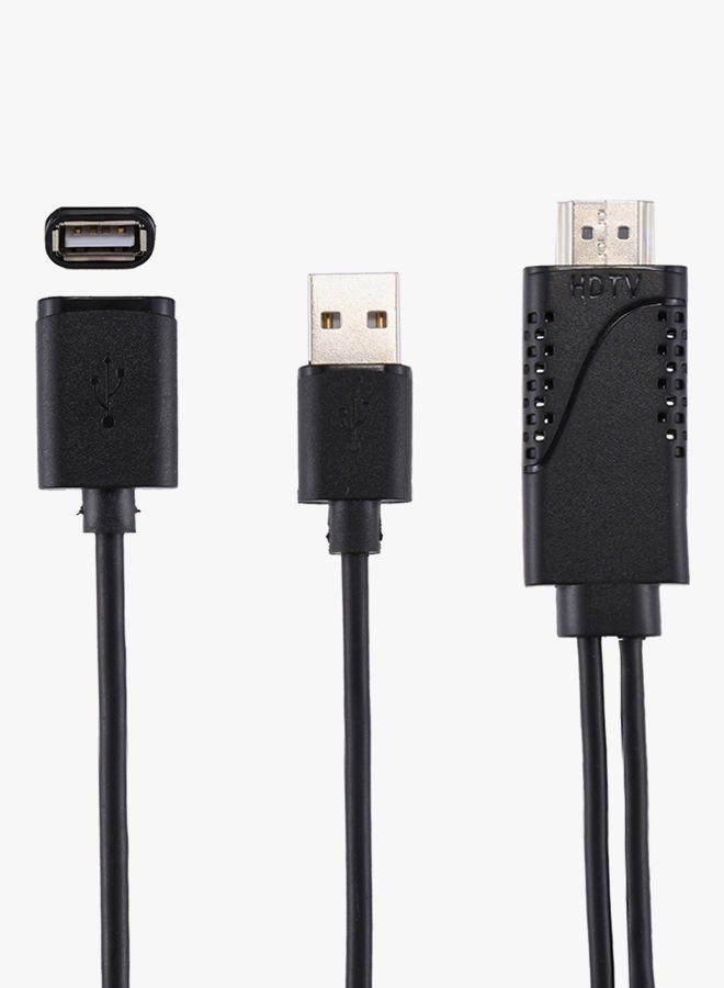 NIBEMINENT USB 2.0 Male To Female HDMI HDTV AV Adapter Cable Black - Image 3