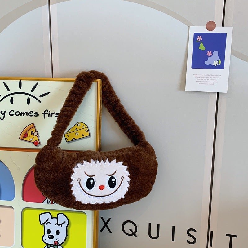 Cute Plush Handbag For Women Plush Cartoon Portable Storage Bag Large Capacity Small Shoulder Bag - Image 5