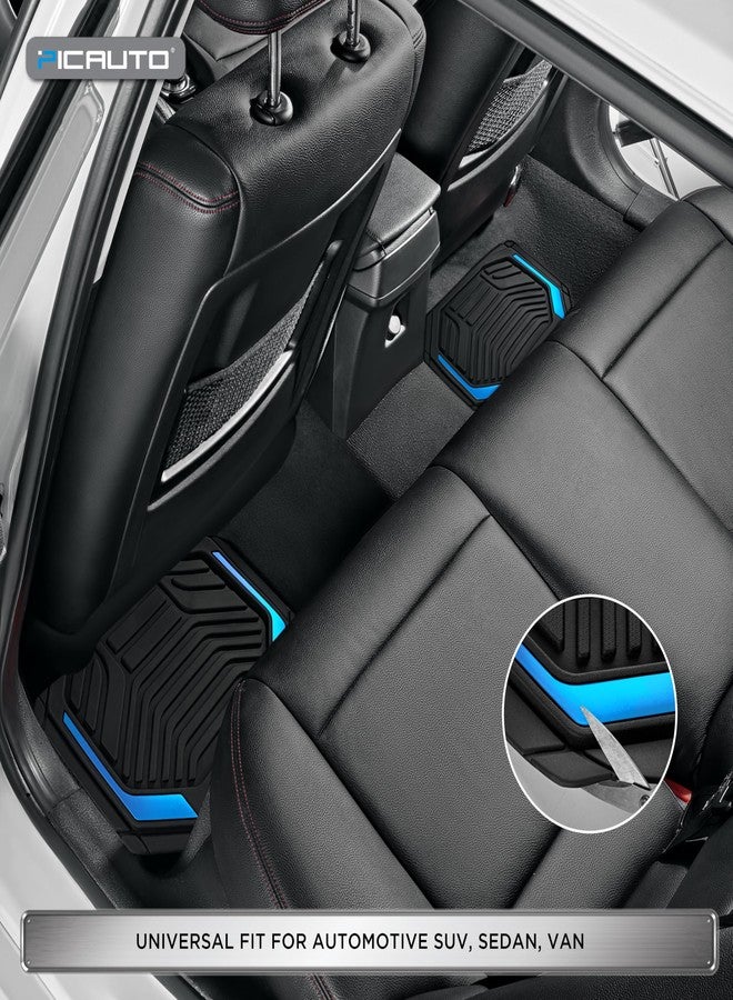 PIC AUTO Heavy Duty Rubber Floor Mats, Blue Aluminum Film Car Mats Set, Front and Rear Car Mats with Anti-Slip Backing, All Weather Protection, Trim-to-Fit for Automotive SUV, Sedan, Van - Image 4