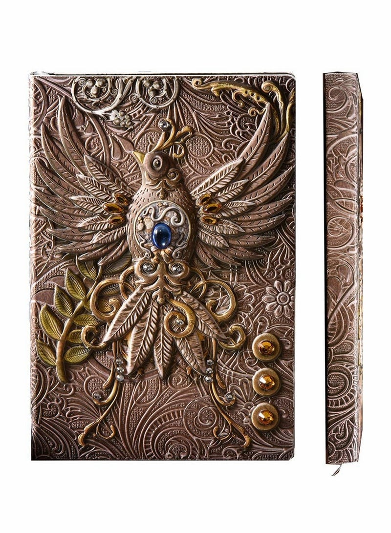 KASTWAVE Hardback Notebook A5 Lined, Vintage Leather Journal Notebook, Embossed Handmade Writing Diary, Brown and Ivory Pages Note Book, Birthday Gift for Women Men Friends Kids, Colorful - Image 1
