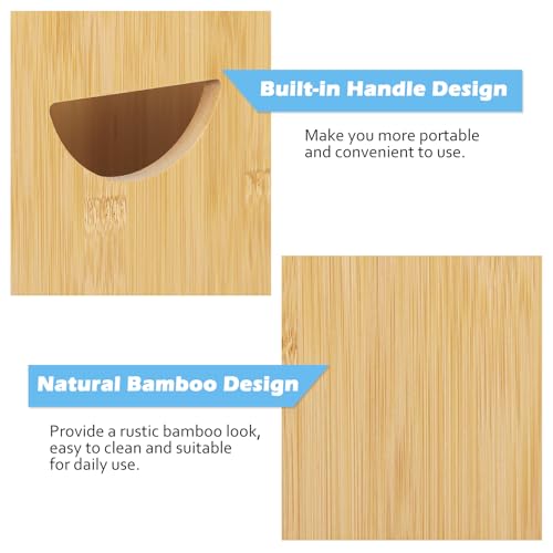 MOOACE Small Wastebaskets, 5 Gallon Trash Can with Handles, Rectangular Waste Baskets Bamboo Garbage Can for Bathroom Kitchen Living Room Office Decorative Under Counter - Image 3