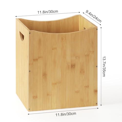 MOOACE Small Wastebaskets, 5 Gallon Trash Can with Handles, Rectangular Waste Baskets Bamboo Garbage Can for Bathroom Kitchen Living Room Office Decorative Under Counter - Image 4