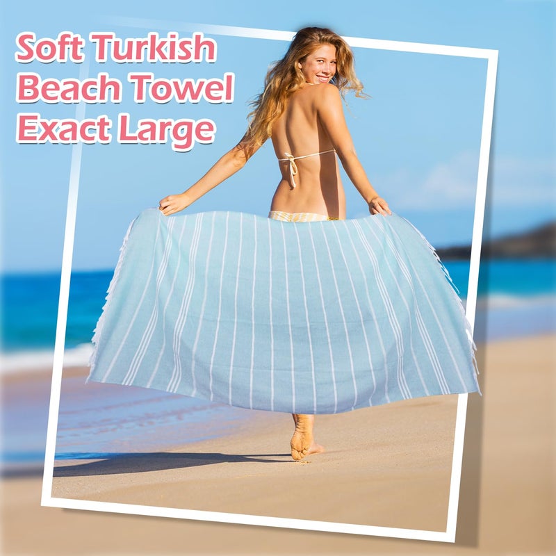 YSYJ 12 Pack Turkish Beach Towel Oversized Beach Towels 36"x71"Turkish Towel Soft Sand Free Quick Dry Lightweight Beach Towel Bath Towels Blue - Image 4