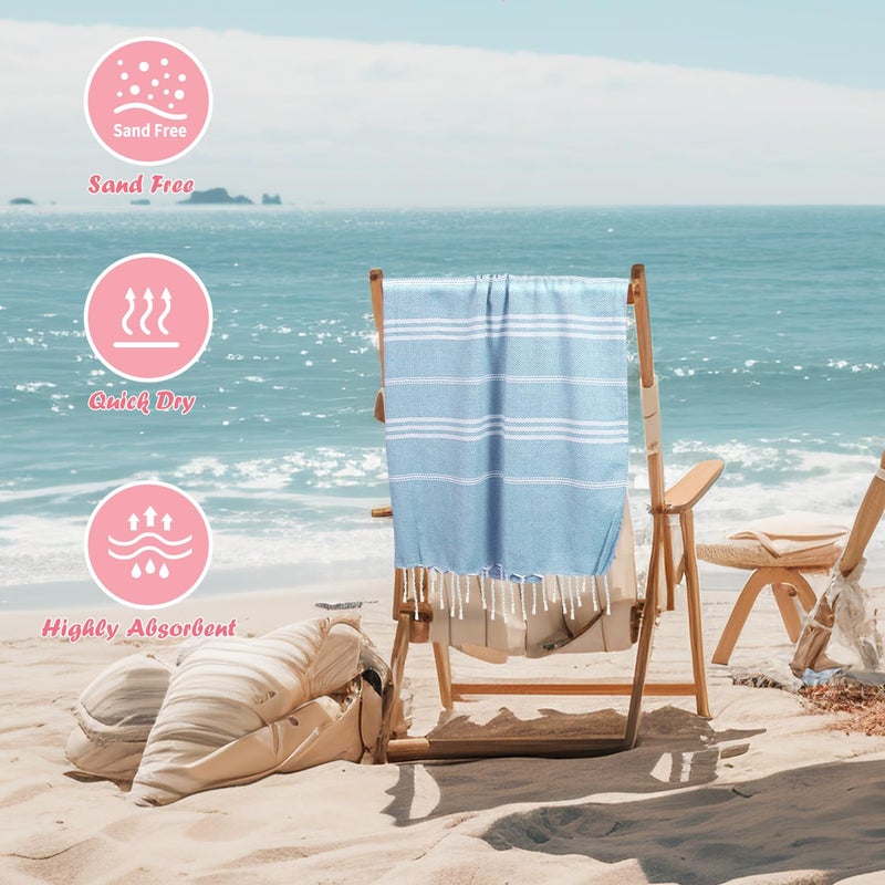 YSYJ 12 Pack Turkish Beach Towel Oversized Beach Towels 36"x71"Turkish Towel Soft Sand Free Quick Dry Lightweight Beach Towel Bath Towels Blue - Image 3