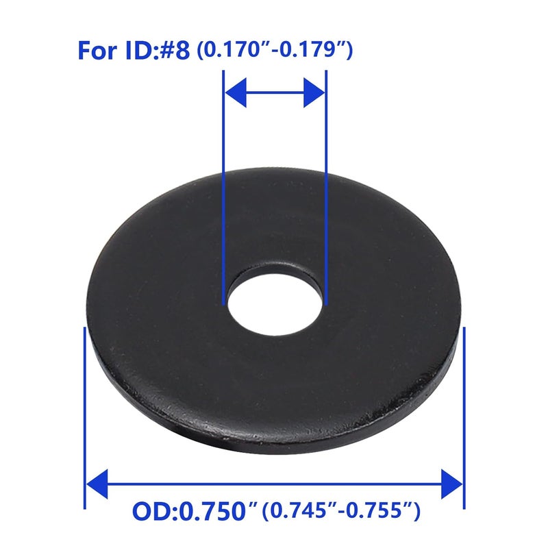 Instockbolts #8 x 3/4" OD Black Fender Washer,18-8 (304) Stainless Steel Flat Washer, 8 ID x 3/4" OD, 100Pcs - Image 3