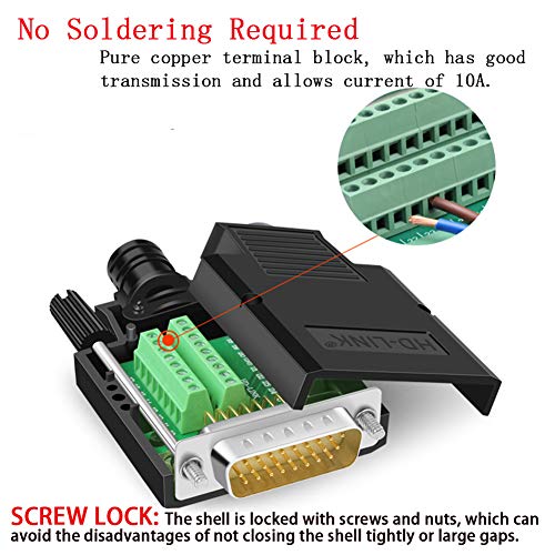 ANMBEST DB26 Breakout Connector, Solderfree RS232 D-SUB Serial to 26-Pin Port Terminal Male Adapter Pure Copper Core Gold Plated Connector with Case - Image 2