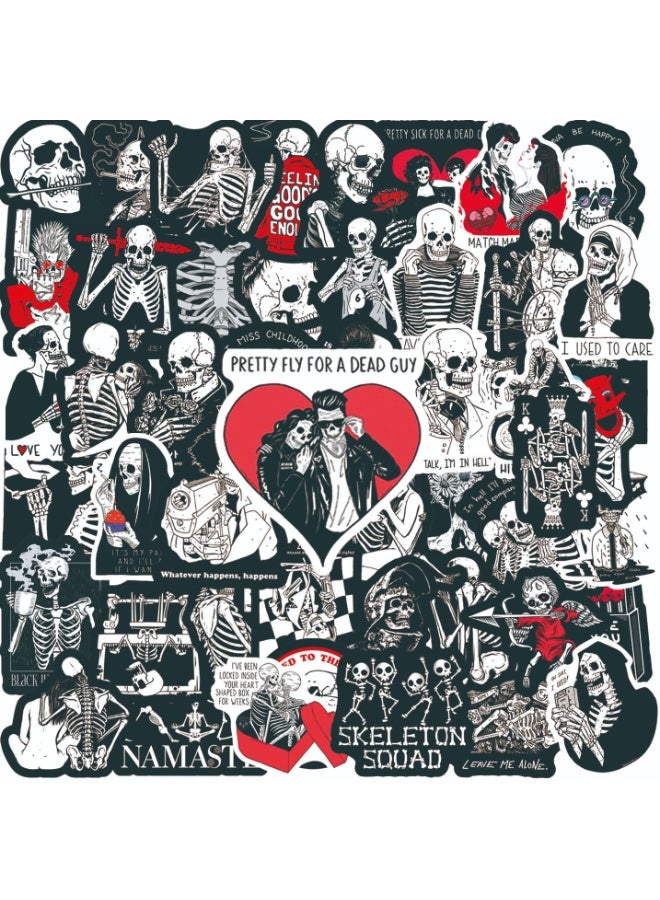 NIBEMINENT 50 قطعة ملصقات مائية ملهمة من جماجم كرتونية غوثية حمراء وسوداء، طباعة عالية الدقة بألوان زاهية، مناسبة للكمبيوتر المحمول، لوح التزلج، الأمتعة، زجاجة الماء، الجيتار، الأعمال اليدوية - Image 2