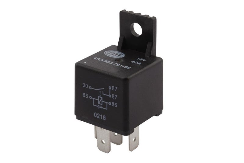 HELLA 4RA 933 791-091 Relay, main current - 12V - 5-pin connector - Normally Open Contact - with holder/with suppression diode - Image 1