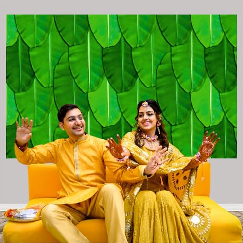 Party Baazaar Banana Leaf Backdrop | Varalakshmi Pooja Backdrop | Valakapu Function Decoration Items (Pack of 1, Multicolor, Size: 8x5 Feet) - Image 3