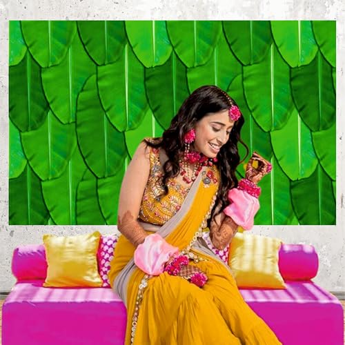 Party Baazaar Banana Leaf Backdrop | Varalakshmi Pooja Backdrop | Valakapu Function Decoration Items (Pack of 1, Multicolor, Size: 8x5 Feet) - Image 4