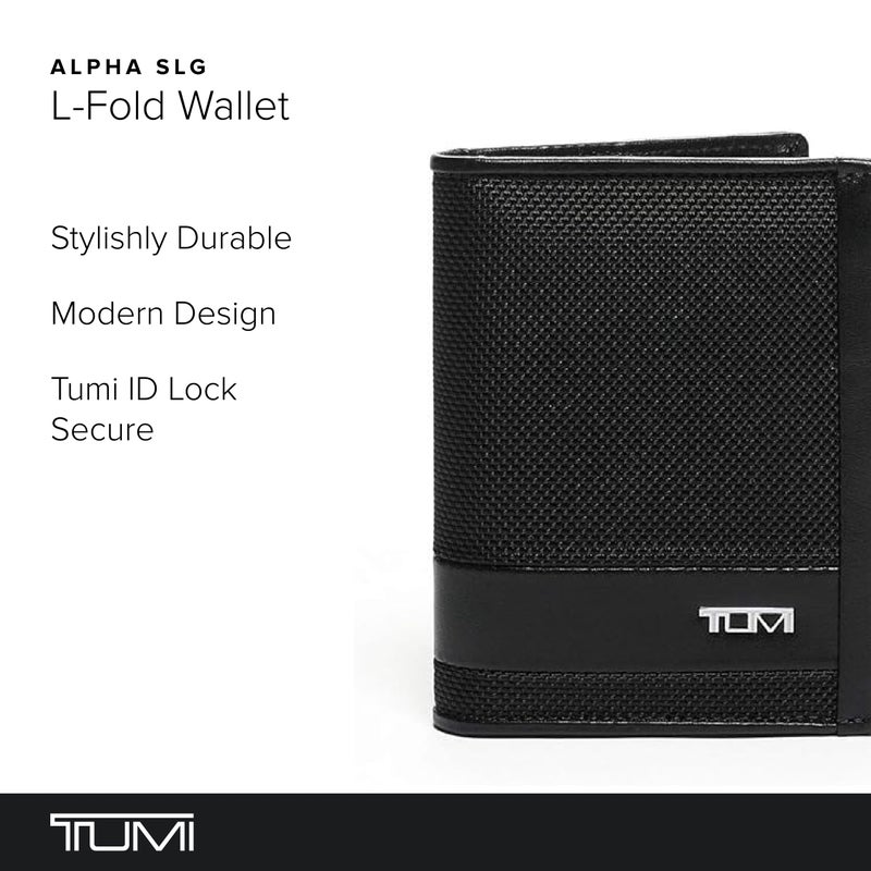 TUMI - Alpha L-Fold Wallet - Slim Bifold Wallet - Durable Ballistic Nylon Wallet - With Premium Gift Box - 4.4" X 3.4" X 0.7" - Black - Image 2