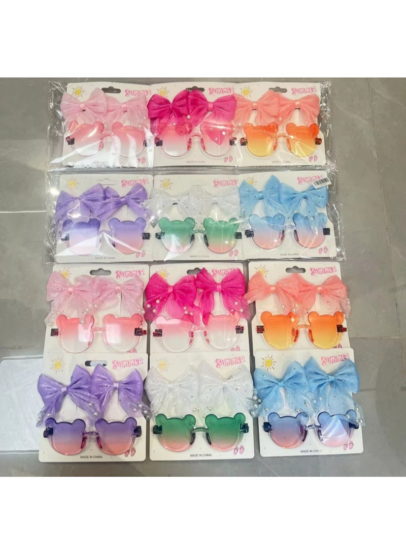 Children's sunglasses for girls, come with 2 assorted hair clips. High-quality glasses, girls' accessories. - Image 3
