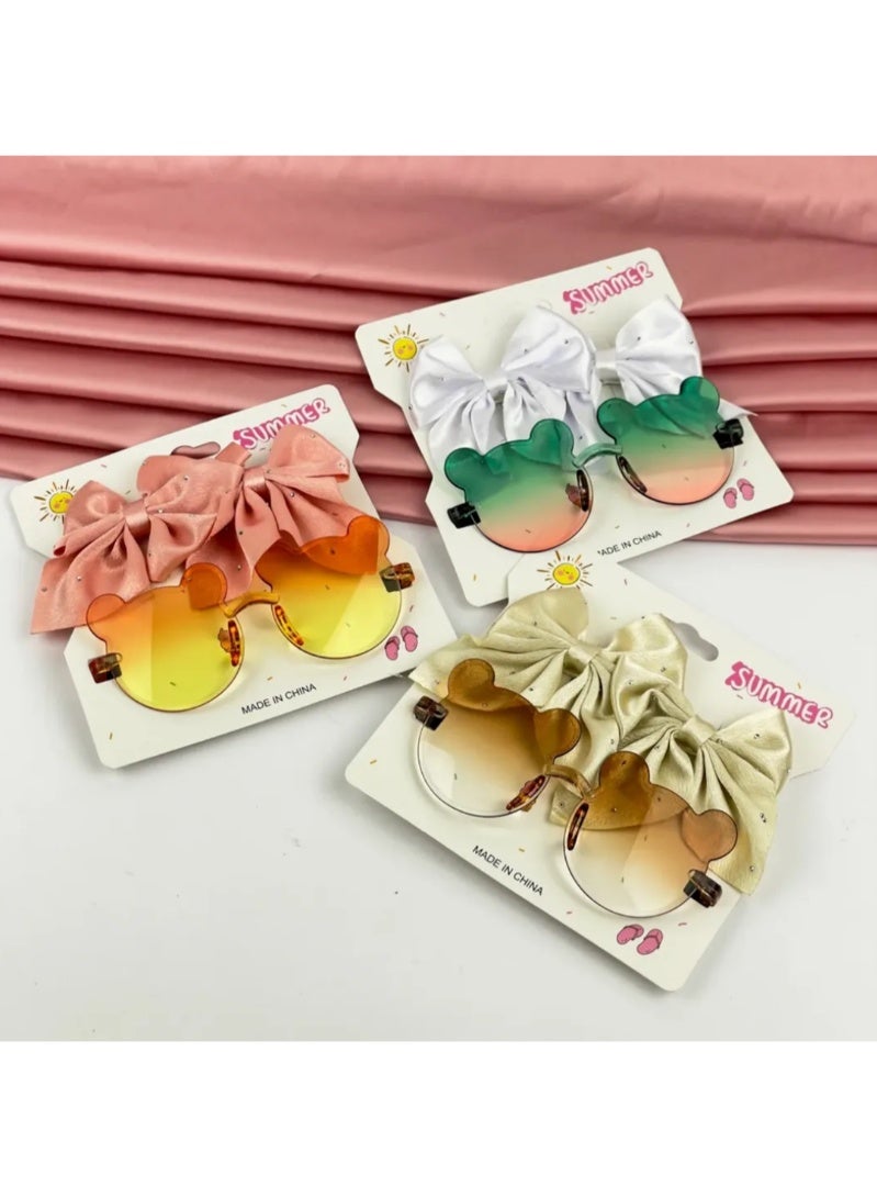Children's sunglasses for girls, come with 2 assorted hair clips. High-quality glasses, girls' accessories. - Image 2