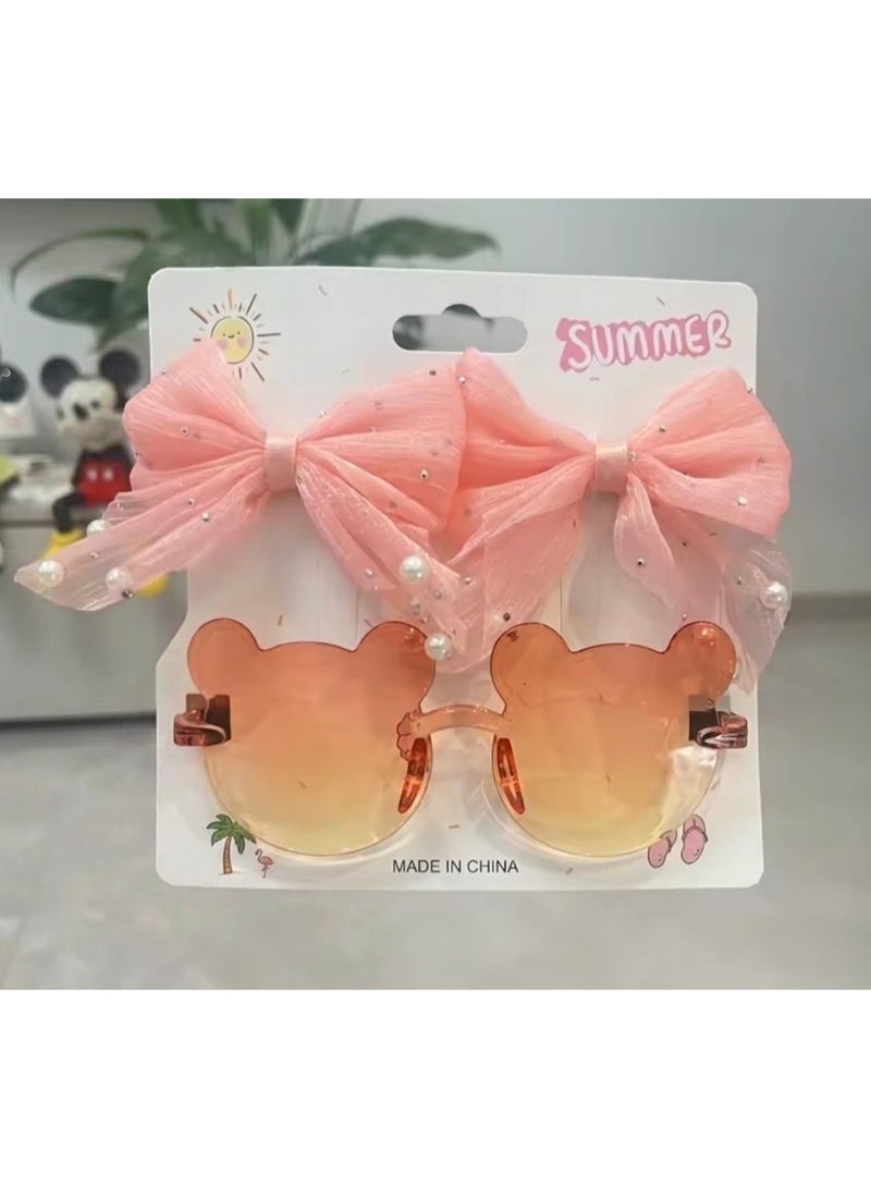 Children's sunglasses for girls, come with 2 assorted hair clips. High-quality glasses, girls' accessories. - Image 1