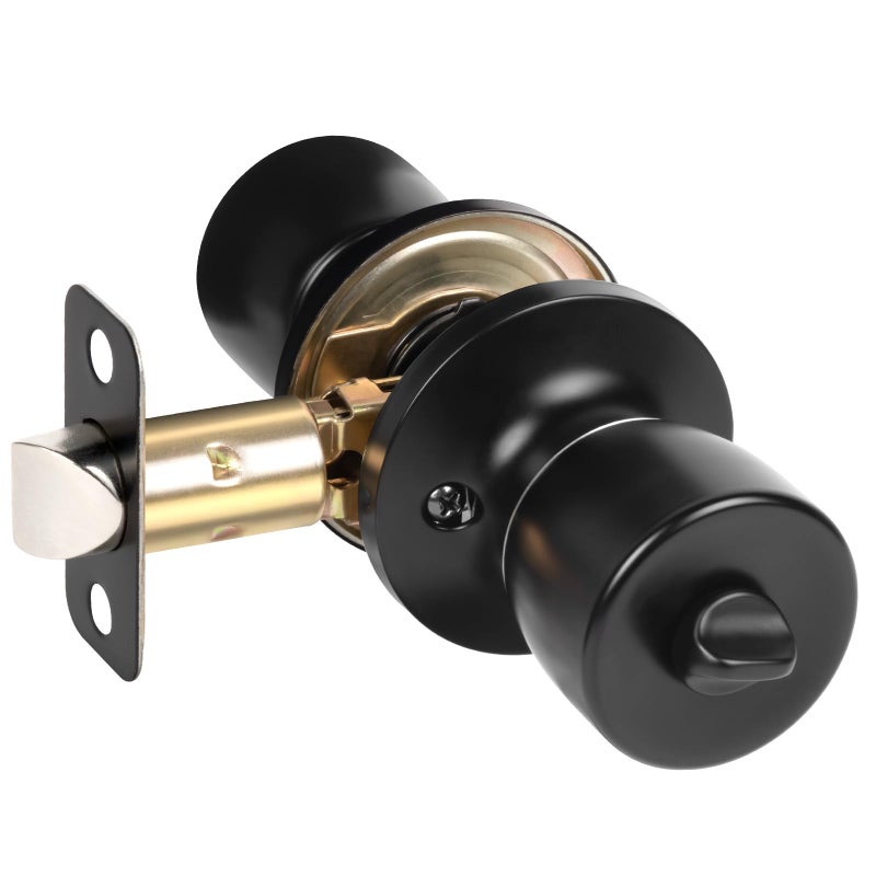 Hosom Privacy Door Knob  Matte Black Door Knob Set  Black Door Handles Interior  Keyless Doorknobs Interior Door Lock For Bedroom  Bathroom  1 Pack - Image 1
