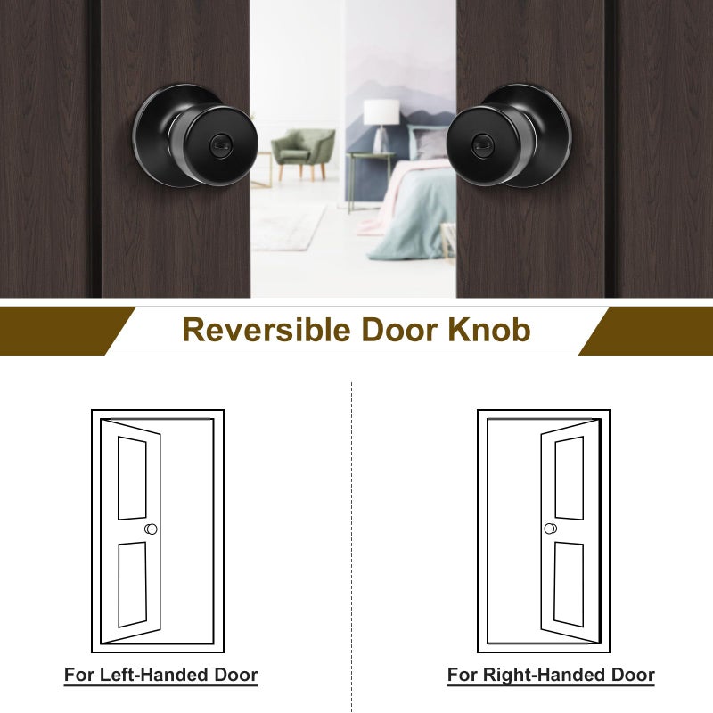 Hosom Privacy Door Knob  Matte Black Door Knob Set  Black Door Handles Interior  Keyless Doorknobs Interior Door Lock For Bedroom  Bathroom  1 Pack - Image 5