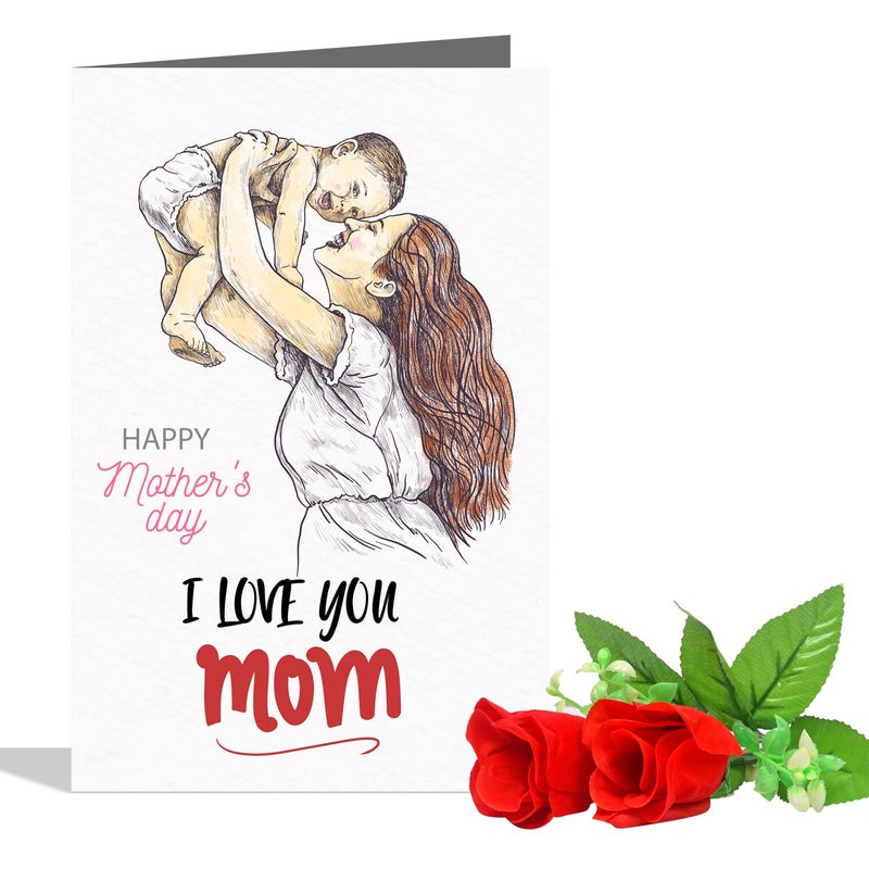 GIFT MY PASSION GIFT MY PASSION Happy Mothers Day Greeting Card 2 Red Roses Hamper Gift for Mother Gift for Mom Mothers Day Gift for Mom Gift for Maa Mother Mummy Mom